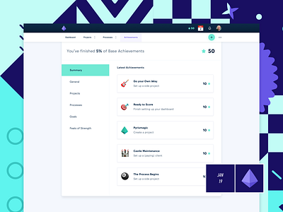 Pyrismic - Achievements Concept achievement achievements branding creative dashboard design freelance illustration logo onboarding product productivity saas sign up startup tool ui ux web web app