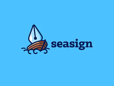 SeaSing boat creative document kreatank logo ocean pen sea ship sign signature