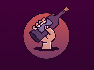 Red Wine Sunday flat gradient illustration vector wine bottle