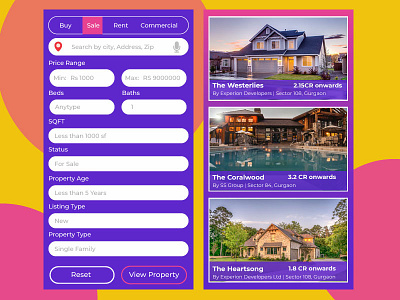 Real Estate Property Advanced Search #dailyui #022 adobe illustrator advanced search creative design dailyui illustration property search typography ui ux vector