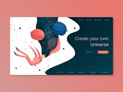 Creative platform project collaboration creative design galaxy illustration landing landing page main page space ui web