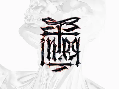 Inter bury calligraphy design inter johnnaked lettering plant skull tomb