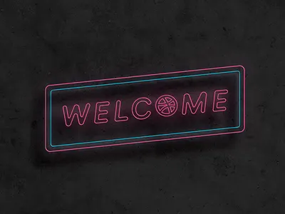👋🏼Welcome! design illustration neon sign