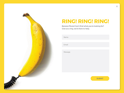 Daily UI | 028 banana contact form contact us daily ui challenge dailyui dailyui 028 design form phone ui web