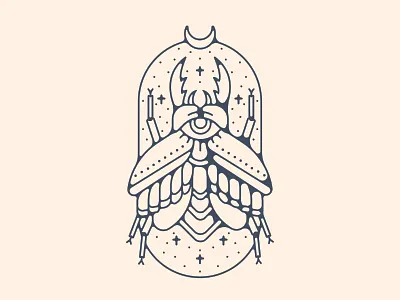 Tattoo Design beetle bug design illustration moon tattoo vector