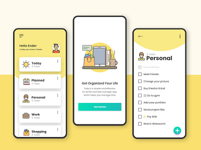 Tudy app app concept app design flat design mobile app to do app to do list ui user experience user interface ux vector