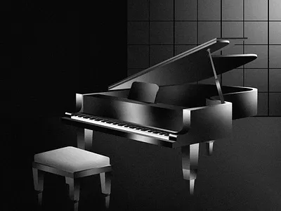 Piano black and white dark illustration monochrome piano