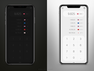 Daily Ui 004 app app design black and white calculator currency converter dailyui 004 dark iphone xs max iu light mobile app mobile design theme ux