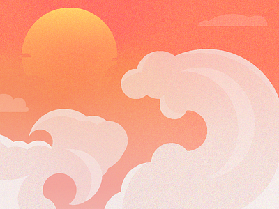 Cloud gazing clouds illustration sunset wave