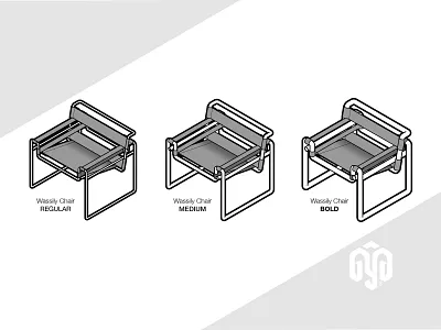 Wassily Chair Font Weight adobe illustrator bauhaus chair exercise font weight furniture humor industrial design instructional design isometric isometric art isometric design kandinsky marcel breuer systematic design technical drawing technical graphics technical illustration typography vector graphics