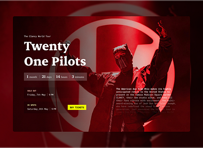 Music Event Tickets / Web Design design desktop event music tickets twenty one pilots ui