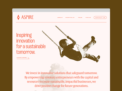 Aspire Branded materials brand design branding design figma graphic design illustration investments landing page lettering logo modern red ui vector venture website