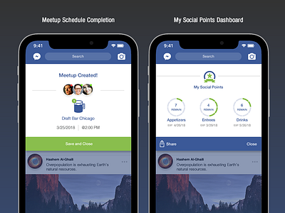 Facebook Meetsocial - final screens adobe photoshop cc after effect application ui sketch 3 ux ui design