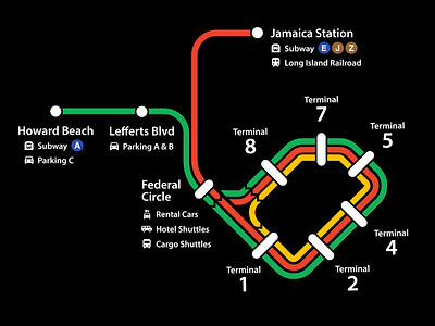 Full AirTrain map airport map design new york city signage transportation wayfinding