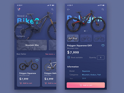 Exploration | Bicycle App app bicycle dark design mobile store ui ui design ui ux design ux