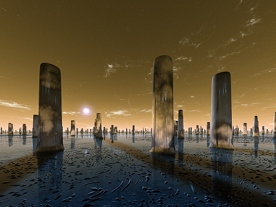 Strange Parallels 3dart celestial digitalart exoplanet fantasy fantasyart fractal mojoworld monuments planets procedural reflections scifi scifiart space spaceart spacescape stars sunrise sunset