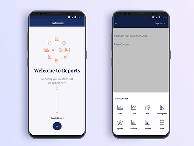 Reports | WIP | Mobile App (1/3) 2.0 android app blue clean create design line icons material design mobile app report ui ux visual