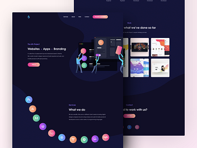 The 6th Project Full Landing Page branding clean cleanlogo creative dark design designer fulllandingpage gradient gradient color homepage icon landingpage logo material simple vector web design webdesigner website