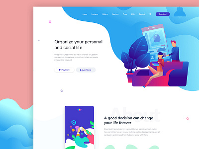 Onepage Landing Page Design adobe photoshop cc app app landing page banner clean design flat html icon illustration logo minimal onepage template design theme design typography ui ux web website