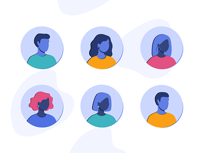 Users Illustration 2d app avatars blue character characters clean colors design illustration minimal people ui users vector