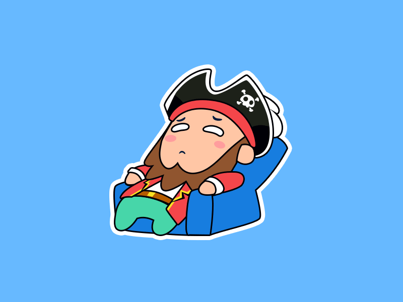 Pirate Boss Lay Down Dead Animation3 cartoon character emoji fun illustration pirate sad sticker