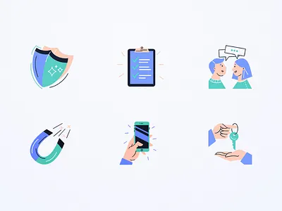 Flatfair icons 💙 characer icons icons set illustrated icons ipad procreate