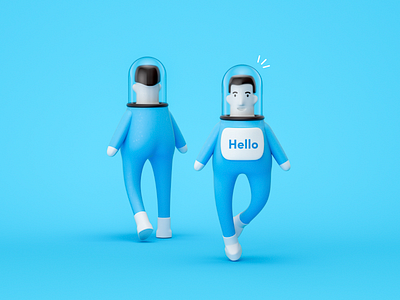 Astronauts concept 3d characer design illustration model