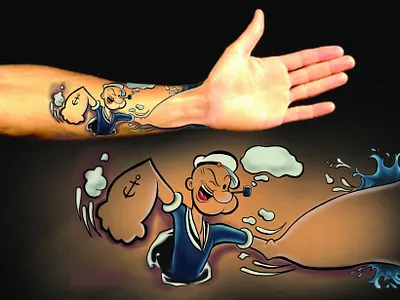 Popeye Tattoo cartoon cartoon character concept art design digital illustration illustration popeye tattoo tattoo art tattoo design