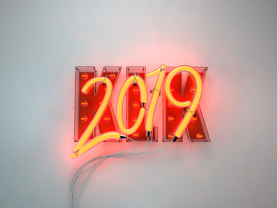 2019 neon 2019 3d cinema4d neon newyear render