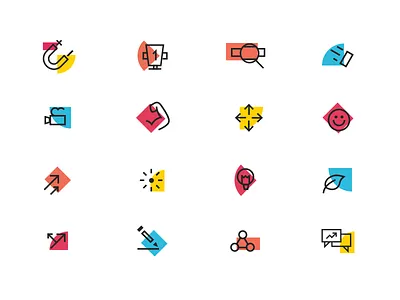 Proversity icon set design icon icon artwork icon set learning app learning management system pattern simple shapes software brothers ui vector