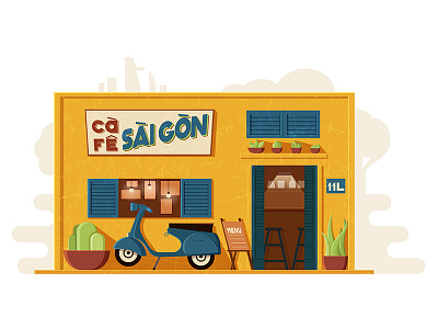 Saigon coffee shop adobeillustrator coffee flat design illustration vectorart vectorartwork