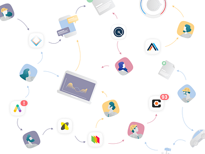 Connected construction illustration map sketch users ux vector