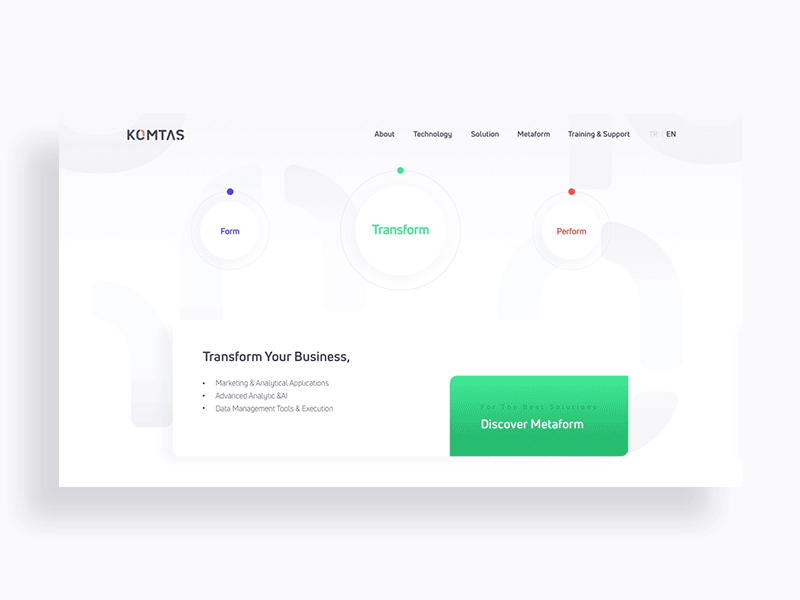 Komtaş' Homepage Animation after affects animation branding design landing page minimal ui ux