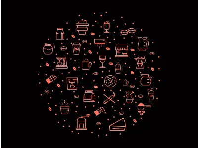 coffee Doodle coffee doodle flat design graphic design icon illustration landing page living coral shop ui