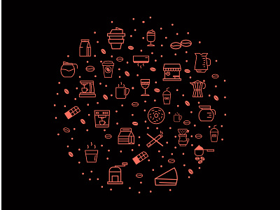 coffee Doodle coffee doodle flat design graphic design icon illustration landing page living coral shop ui
