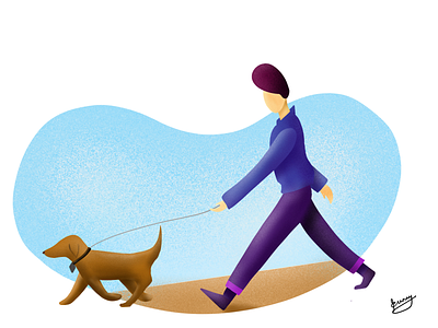 Walk with dog - 2 apple pencil brush character color design dog illustration ipad man nature procreate sunny thecruze walk
