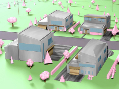 Low Poly Town Closeup bubblegum c4d lo poly low poly padgham town