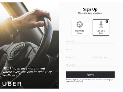 Hello Dribbble! #Dailyui #001 001 dailyui design re design sign up form uber uber design ui ux design webpage