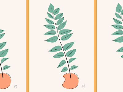 Plant 4 art design draw flat illustration leaves minimalism pastel colors plakat plant poster print vector