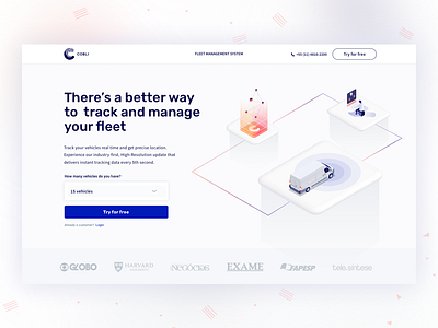 Landing Page and Illustrations cars data fleet fleet management illustration landing landing page ui. vehicles web web 2.0