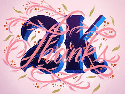 2K foliage leaves lettering thank you thank you followers thanks