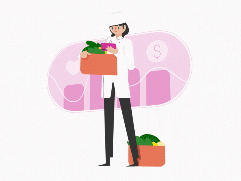 Shopping 2d animation character flat gif illustration loop money shopping