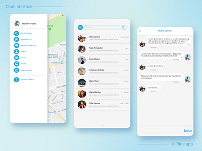 Chat interface - Carpool app app carpool carpooling chat chat interface clean creative design flat mobile app design mobile app development mobile app experience ui ui ux design ux