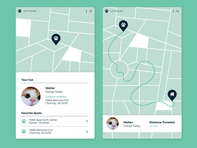 Daily UI | 029 cat daily ui challenge dailyui dailyui 029 design gps maps pet app tracker ui