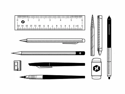 Tools crayon design eraser illustration pen penbrush pencil ruler sharpener tools vector