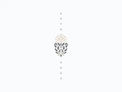 Established 2003 botanical branding floral flower identity logo mark olive branch peony