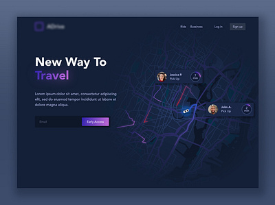 Ride Share autonomous design gradient icons illustration landing maps page ui ux website