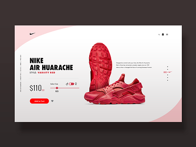 Nike Air Huarache Varsity Red Concept app design ui ux web