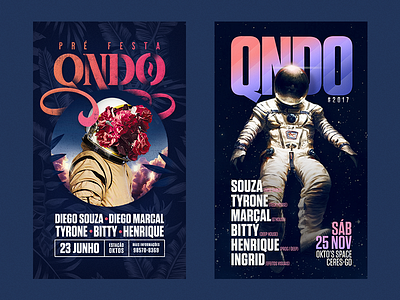 QNDO Posters astronaut design djs festival flyer party poster space stories