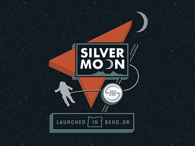 Silver Moon Brewing Launched in Bend, OR astronaut beer brewery brewing brewing company illustration illustrator moon motel oregon pacific northwest screen print space vector